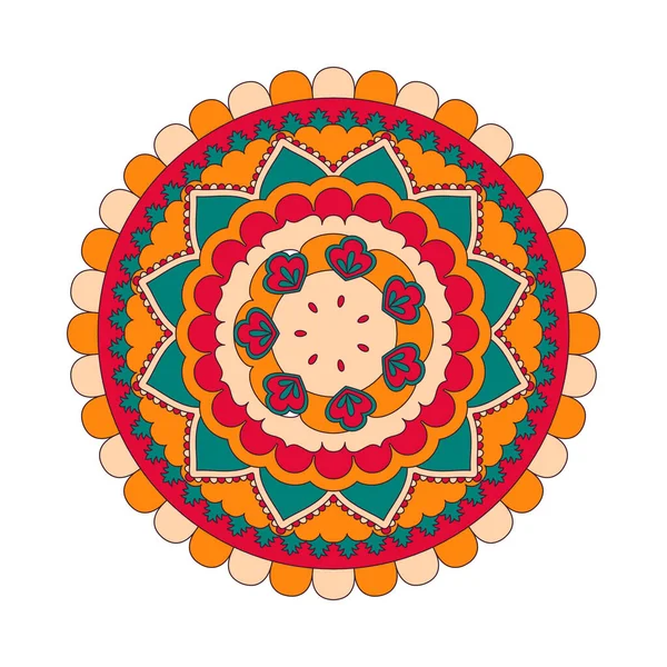 Vector Dibujado Mano Doodle Mandala Mandala Étnica Con Colorido Ornamento — Vector de stock