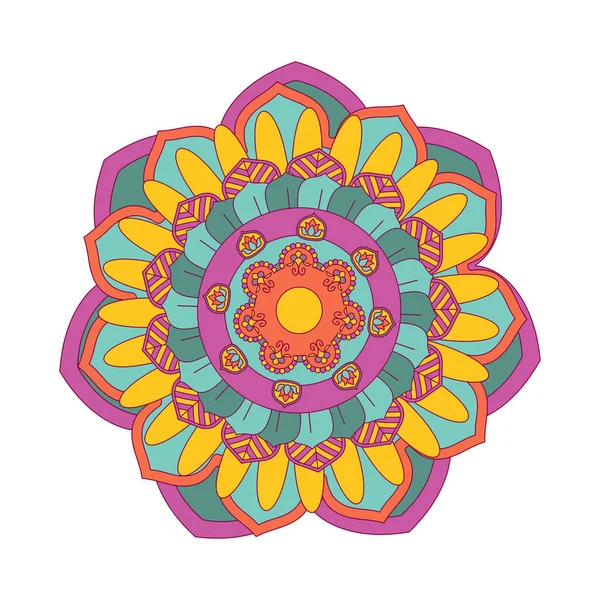 Mandala Dessiné Main Vectoriel Mandala Ethnique Doodle Avec Ornement Tribal — Image vectorielle
