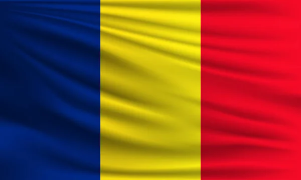 Vector Vlag Van Roemenië Zwaaien Closeup Stijl Achtergrond Illustratie — Stockvector
