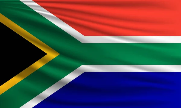 Bandiera Vettoriale Del Sud Africa Sventolando Primo Piano Stile Sfondo — Vettoriale Stock