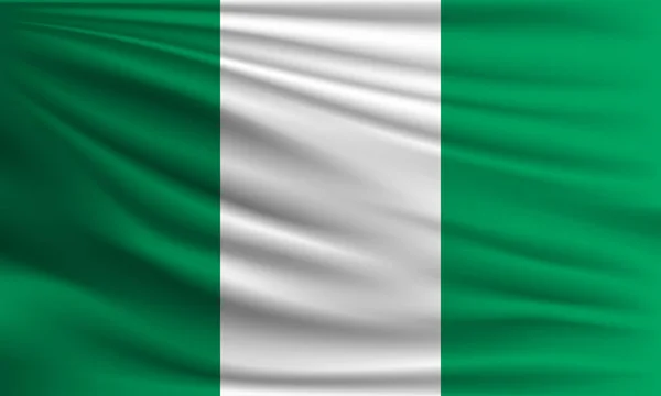 Vektor Flagga Nigeria Viftande Närbild Stil Bakgrund Illustration — Stock vektor