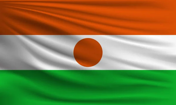 尼日尔的矢量旗帜挥动特写风格背景图 — 图库矢量图片