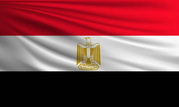 Vector Vlag Van Egypte Zwaaien Closeup Stijl Achtergrond Illustratie — Stockvector