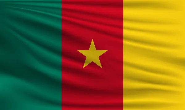 Kamerun Vektör Bayrağı Yakın Plan Resmi Sallıyor — Stok Vektör