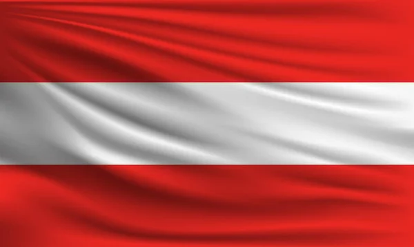 Vektorová Vlajka Rakouska Mávání Detailní Styl Pozadí Ilustrace — Stockový vektor