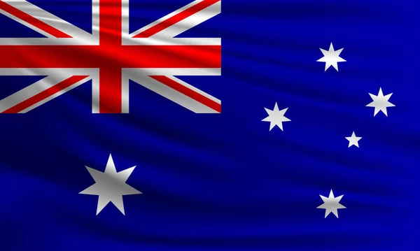 Векторный Флаг Австралии Размахивающий Фоновой Иллюстрацией Крупным Планом — стоковый вектор