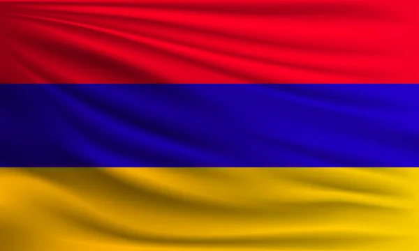 アルメニアのベクトル旗がクローズアップスタイルの背景イラストを振って — ストックベクタ