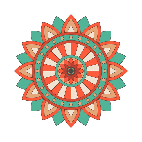Mandala Scarabocchio Disegnato Mano Vettoriale Con Ornamento Tribale Colorato — Vettoriale Stock