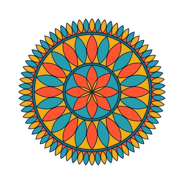 Kleurrijke Mandala Decoratieve Ronde Ornamenten — Stockvector