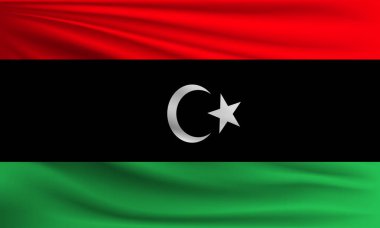 Libya 'nın vektör bayrağı yakın plan resmi sallıyor.
