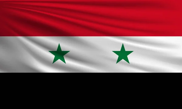 Drapeau Vectoriel Syrie Agitant Illustration Fond Style Gros Plan — Image vectorielle