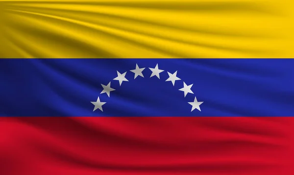 Bandiera Vettoriale Del Venezuela Sventolando Primo Piano Stile Sfondo Illustrazione — Vettoriale Stock