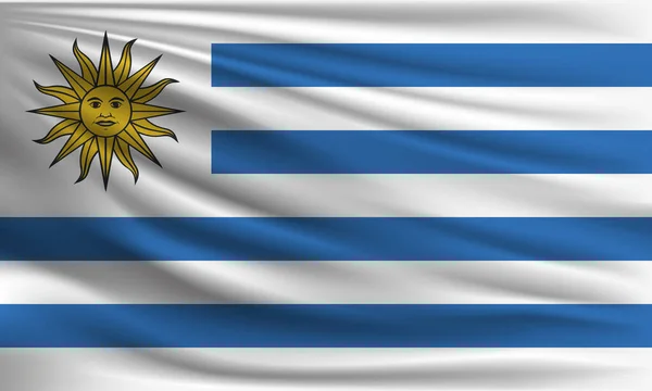 Vektor Flagge Von Uruguay Schwenken Nahaufnahme Stil Hintergrund Illustration — Stockvektor