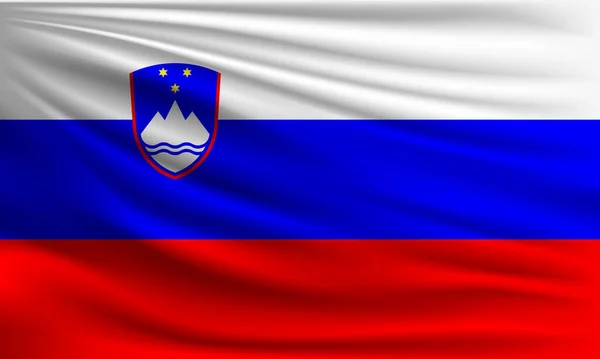 Bandeira Vetorial Eslovénia Acenando Closeup Estilo Fundo Ilustração —  Vetores de Stock