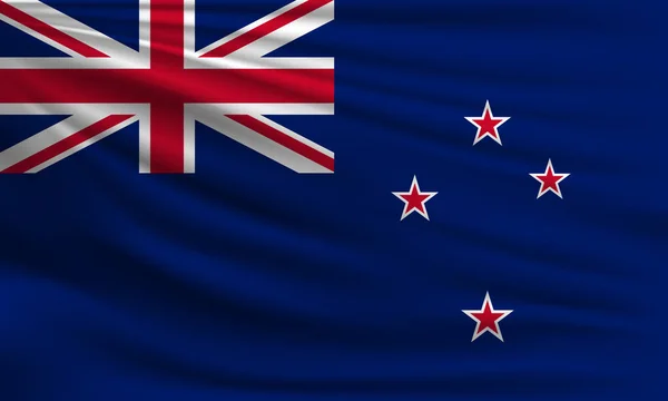 Bandera Vectorial Nueva Zelanda Ondeando Primer Plano Estilo Fondo Ilustración — Archivo Imágenes Vectoriales