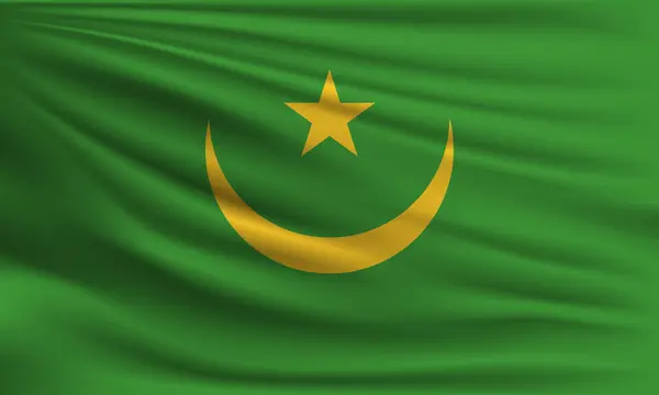 毛里塔尼亚的矢量旗帜挥动特写风格背景说明 — 图库矢量图片
