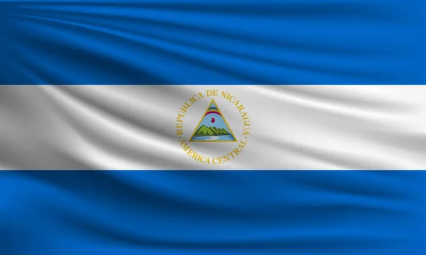 Vector Flag Nicaragua Waving Closeup Style Background Illustration — Stock Vector