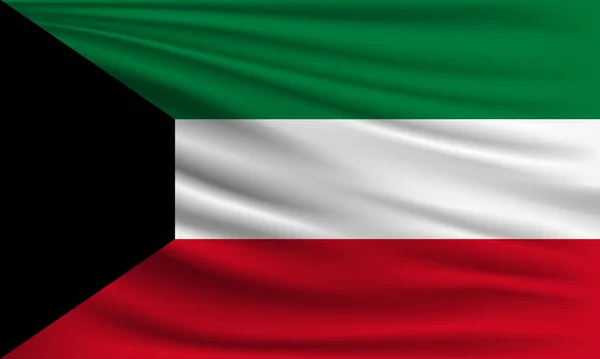 Bandiera Vettoriale Del Kuwait Sventolando Primo Piano Stile Sfondo Illustrazione — Vettoriale Stock