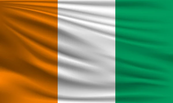 Vektor Flagge Der Elfenbeinküste Schwenken Nahaufnahme Stil Hintergrund Illustration — Stockvektor