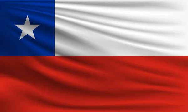 Vektor Flagga Chile Viftande Närbild Stil Bakgrund Illustration — Stock vektor