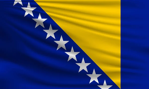 Vektor Flagga Bosnien Och Hercegovina Viftande Närbild Stil Bakgrund Illustration — Stock vektor