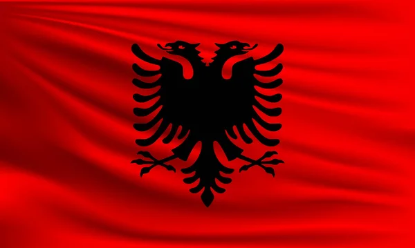 Векторный Флаг Албании Размахивающий Фоновой Иллюстрацией Крупным Планом — стоковый вектор