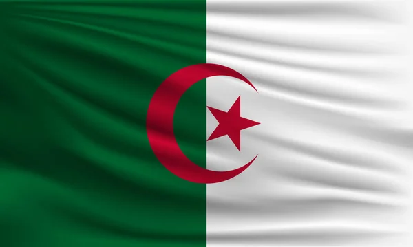 阿尔及利亚的矢量旗帜挥动特写风格的背景图片 — 图库矢量图片