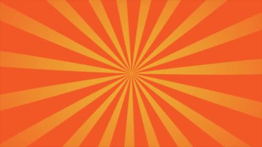 Soyut animasyon döngüsü arkaplan radyal çizgileri turuncu çizgi film tarzında döner.