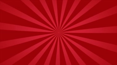 Soyut animasyon döngüsü arkaplan radyal çizgileri kırmızı çizgi film tarzında döner.