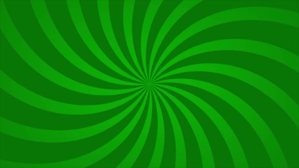 Абстрактная Анимационная Петля Фоновые Спиральные Линии Вращаются Зеленом Мультяшном Стиле — стоковое видео