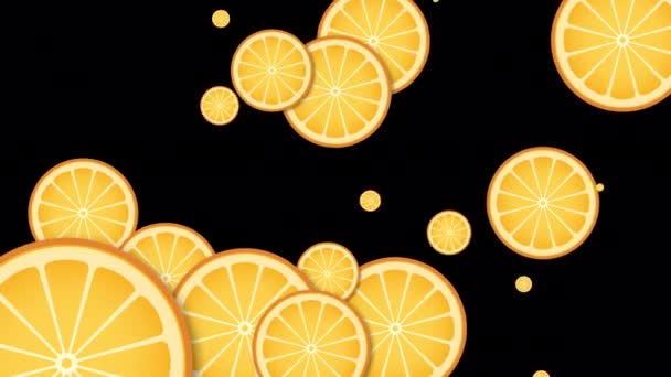 Animation Transition Tranches Fruits Orange Avec Fond Transparent — Video