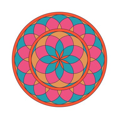 Vektör eli renkli kabile süsüyle çizilmiş karalama mandala etnik mandala.