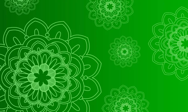 Vektorverlauf Frischer Grüner Farben Hintergrund Mit Einem Muster Von Mandala — Stockvektor