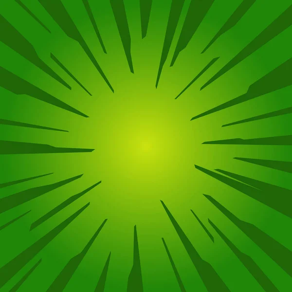 Parlak Yeşil Spiral Işınlar Arka Plan Çizgi Roman Pop Sanat — Stok Vektör