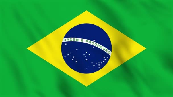 Циклическая Фоновая Анимация Размахивающего Флагом Бразилии — стоковое видео