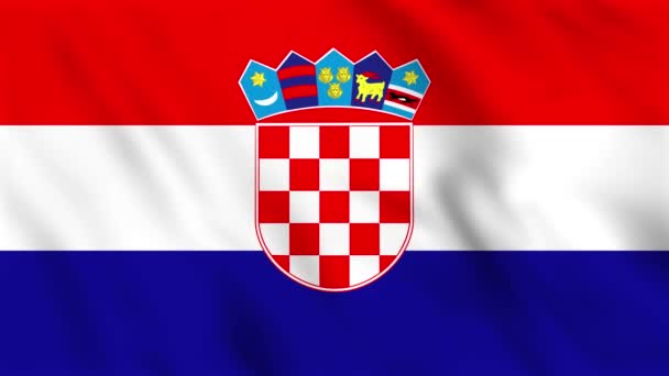 Zapętlone Tło Animacji Falującej Flagi Chorwacji — Wideo stockowe