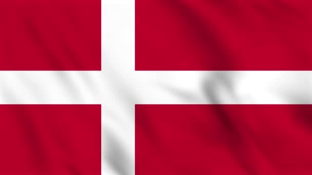 Animação Fundo Loop Bandeira Ondulante Dinamarca — Vídeo de Stock