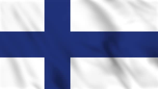 Animação Fundo Loop Bandeira Ondulante Finlândia — Vídeo de Stock