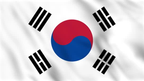 Animación Fondo Bucle Bandera Ondeante Corea Del Sur — Vídeo de stock