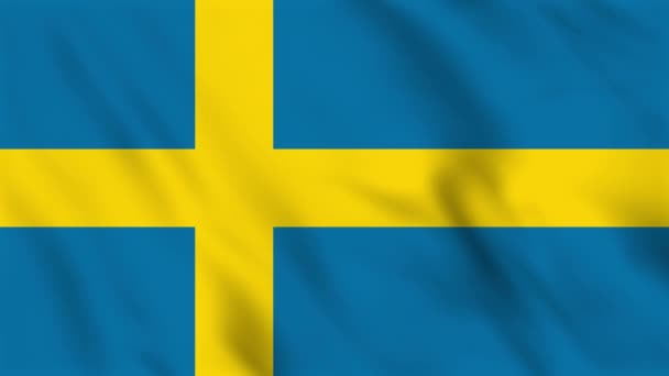 Loopas Bakgrund Animation Viftande Flagga Sverige — Stockvideo