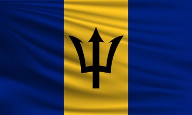 Barbados 'un vektör bayrağı yakın plan resmi sallıyor.