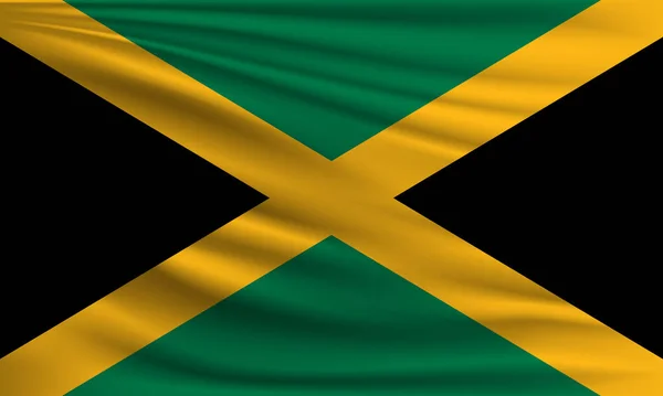 Vektor Flagga Jamaica Viftande Närbild Stil Bakgrund Illustration — Stock vektor