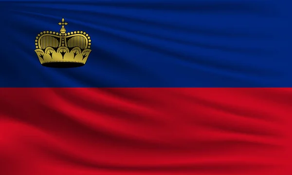 Vector Vlag Van Liechtenstein Zwaaien Closeup Stijl Achtergrond Illustratie — Stockvector
