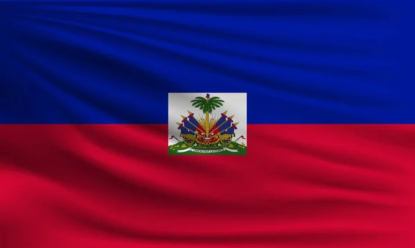 Vektor Flagga Haiti Viftande Närbild Stil Bakgrund Illustration — Stock vektor