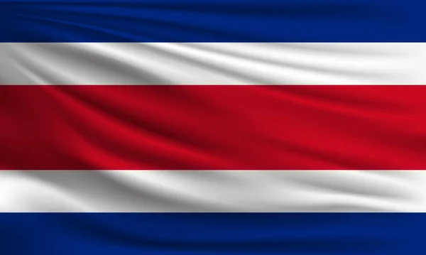 Vektor Flagga Costa Rica Vinka Närbild Stil Bakgrund Illustration — Stock vektor