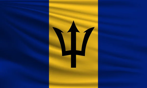 Vektor Flag Dari Barbados Melambaikan Close Gaya Ilustrasi Latar Belakang - Stok Vektor
