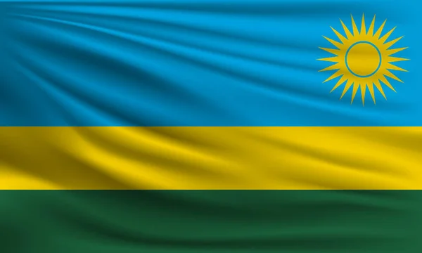 Векторный Флаг Руанды Размахивающий Фоновой Иллюстрацией Крупным Планом — стоковый вектор