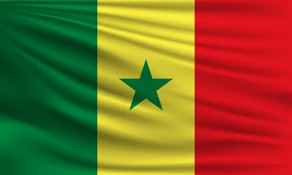 塞内加尔的矢量旗帜挥动特写风格背景图解 — 图库矢量图片
