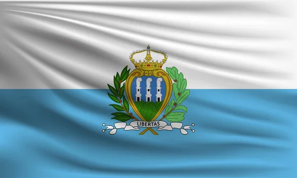 Vector Flag San Marino Waving Closeup Style Background Illustration — Stock Vector