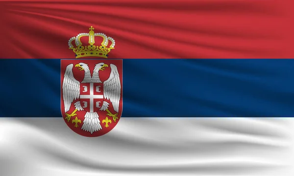 Bandeira Vetorial Sérvia Acenando Closeup Estilo Fundo Ilustração —  Vetores de Stock
